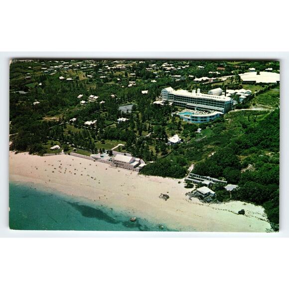 Vintage Elbow Beach Surf Club Bermuda Lithograph Postcard 1960s - Picture 1 of 2